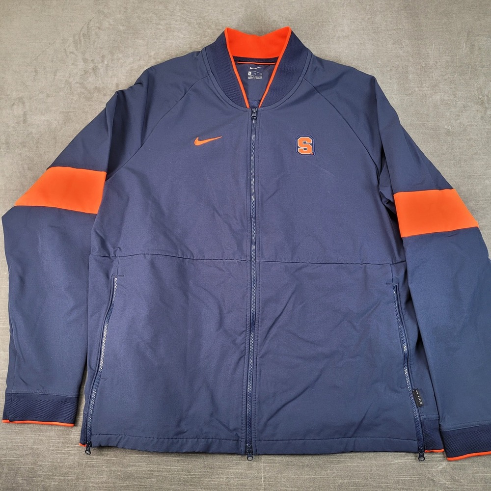 Nike Syracuse Player Issue Orange Jacket Mens XL Navy Blue Full Zip Bomber Dri